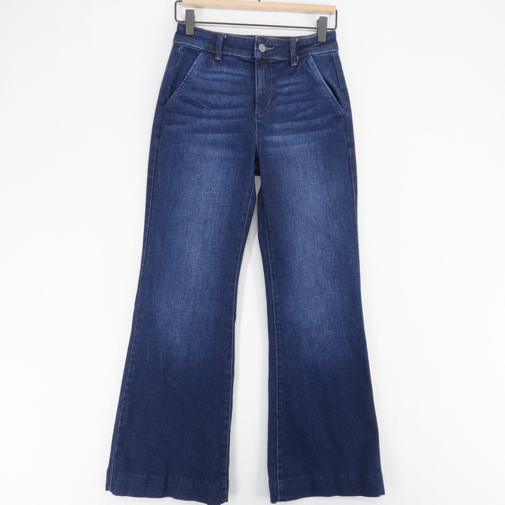 Evereve Ever Flare Jeans Womens 24 Blue High Rise Wide Leg Flare Stretch Dark
